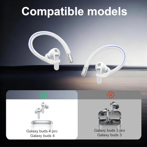 Ear Hooks for Galaxy Buds 4 Pro/Buds 4 with Lanyard, White