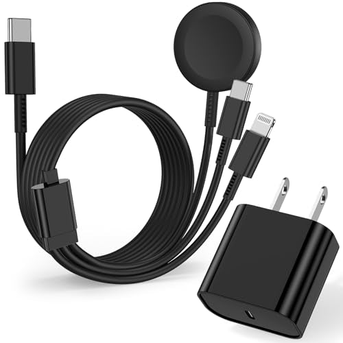 for Apple Watch Charger Fast Charging 6FT, 3 in 1 Multi Charging Cable with USB C iPhone iWatch Charger for Apple iWatch Series 11/10/9/8/7/Ultra3/Ultra 2/SE/6/5/4/iPhone 17/16/15/14/13/12/11-Black