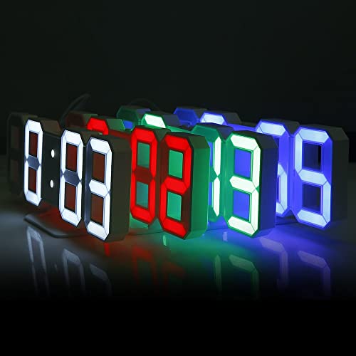 3D LED Table Clock Modern Wall Clock Digital Watches 12/24 Hours Display Clock Mechanism Alarm Snooze Desk Alarm Clock (Color : C)