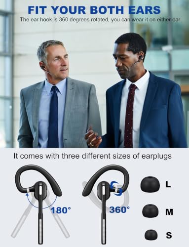 Bluetooth Headset with microphone, Wireless Bluetooth Earpiece for work