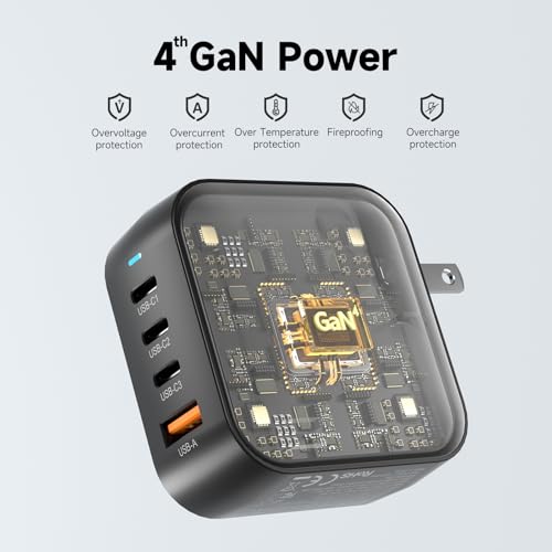 200W GaN Wall Charger | 4-Port Fast Charging Station (3xUSB-C PD3.0 + USB-A QC3.0) | Compact Power Adapter for MacBook Pro 16" M3/iPhone 17 Pro Max/Samsung S25 Ultra | UL Certified - Image 5