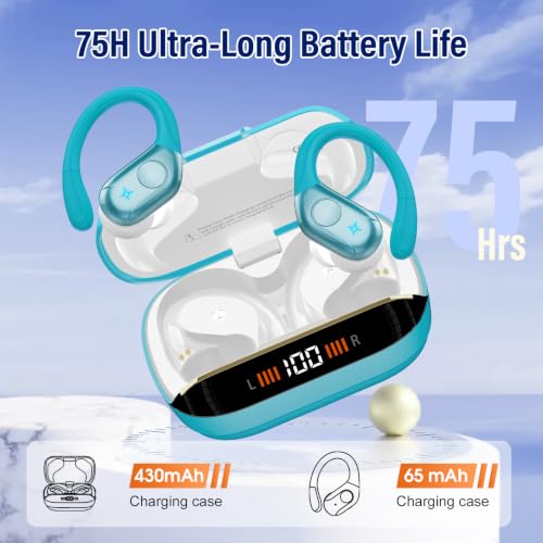 Wireless Headphones Sports, 75Hrs Bluetooth 5.4 Earbuds, Bass Hi-Fi Stereo