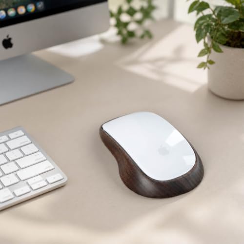 Walnut Wood Apple Magic Mouse Grip USB‑C Connector, Comfortable Ergonomic Mouse Rest, Natural Walnut Wood Construction, Perfect for Home & Office Desks