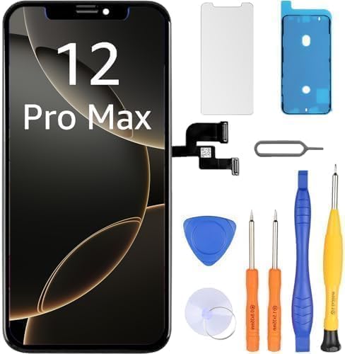 LL TRADER Screen Replacement for iPhone 12 Pro Max 6.7'' LCD Retina FHD Display COF Touch Screen Digitiser with Repair Tool Kits, Waterproof Tape, Screen Protoctor 2025 New for USA
