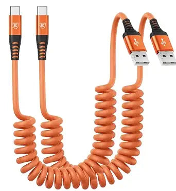 USB to USB C Cable Fast Charging 60W 2Pack 3FT Coiled USB A to USB C Cable