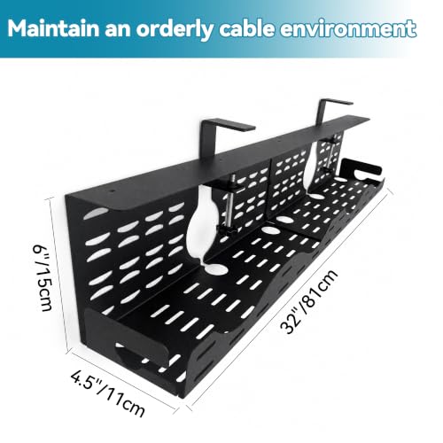Under Desk Cable Management Tray, Expandable Metal Organizer