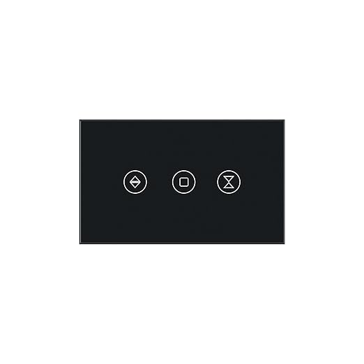 Smart Roller Shutter Switch Neutral Wire Required,2.4GHz WiFi Roller Shutter Switch with Remote Voice Control, Tempered Glass Panel, Work with Alexa and Google Home, Black WiFi-Roller Shutter
