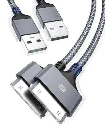 AkoaDa 30 Pin USB Charging Cable 10ft 2 Pack, USB Sync Charging Cord for iPhone 4 4s, iPhone 3G 3GS, iPad 1 2 3 iPod Touch 4 3 2 1, iPod Classic 3 2 1, Grey