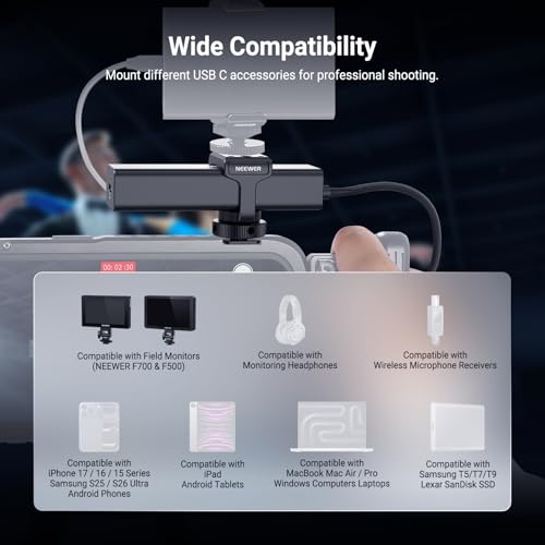 NEEWER 4 in 1 USB C Hub Dock Dongle Extender with Cold Shoe Mount, PS030E
