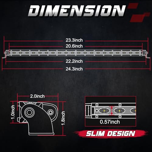 OFFROADTOWN 20 Inch Single Row LED Light Bar 100W CREE LED Offroad Lights
