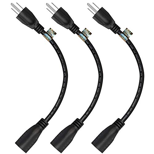 Short Extension Cord 1 Ft 12 Inches, 16AWG 3 Prong Male to Female Outlet Saver- Short Indoor and Outdoor Extension Cord- Power Extension Cord Black- Small Heavy Duty Extension Cable- Luxury Office