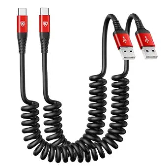 USB to USB C Cable Fast Charging 3ft, 2Pack Coiled USB C Charger Cable