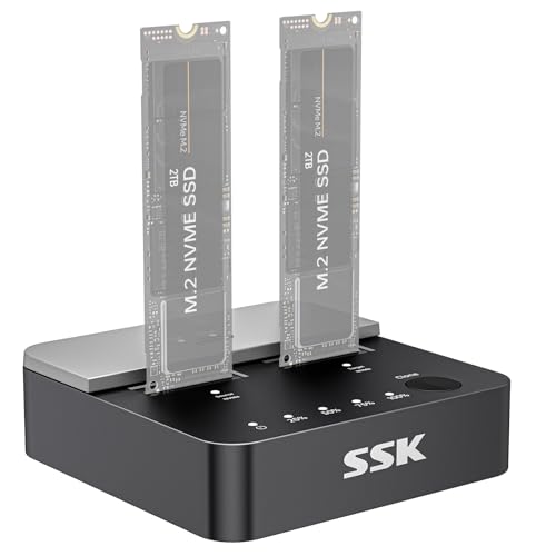 SSK M.2 SSD Cloner NVMe Duplicator Dual Bay Dock NVMe Enclosure Reader