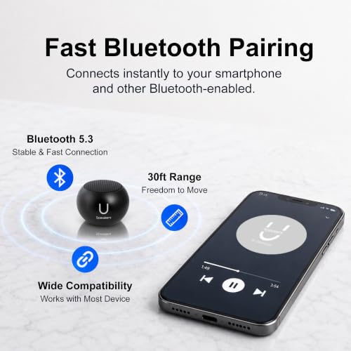 Fashionit U Mini Bluetooth Speaker, Portable Small Magnetic, Black