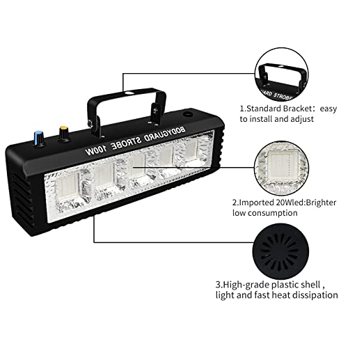 Strobe Stage Lights Sound Activated, 100W White LED Strobe Stage Lights, Halloween Light Effect with Remote Control, Professional DJ Party Lights for Banquet Host