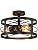 Rustic Industrial 3-Light Semi-Flush Mount Ceiling Light 13" Matte Black Round Lighting Fixtures for Kitchen Island Dining Room Bedroom Farmhouse Foyer Hallway Front Door