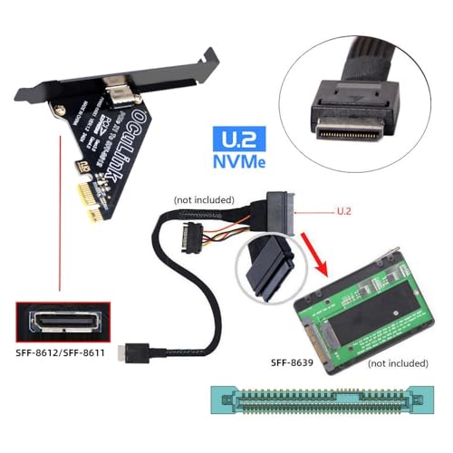 CY Adapter PCI-Express 4.0 PCIE 1x to Oculink SFF-8612 SFF-8611 Host Card for U.2 SSD eGPU External Graphics Card Dock