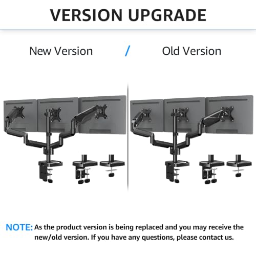 MOUNTUP Triple Monitor Mount, Triple Monitor Desk Mount for Max 27 inch Computer Screens, 3 Monitors Stand for Desk, Monitors Arm with Swivel, Tilt, Rotation, Each Arm Holds 4.4-19.8 lbs