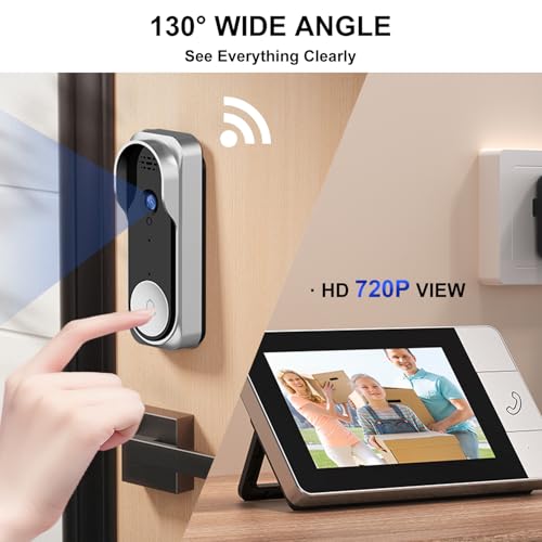 Wireless Video Doorbell, 130° Wide Angle, Infrared N - Image 3