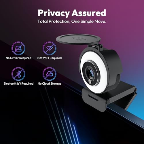 Angetube 4K Webcam with Ring Light, Computer Web Cam | Computer Access - Image 6