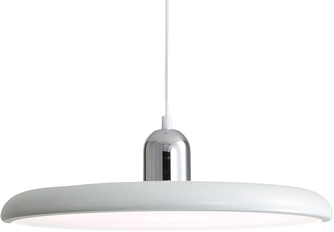 LED Pendant Light 40 cm Modern 36 W with Colour Temperature Adjustable Ceiling Lamp 3000K/4500K/6000K Metal and Acrylic for Dining Room Kitchen Living Room (Chrome + White)