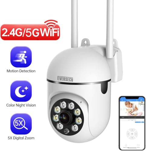 EVERSECU 1080P Outdoor WiFi PTZ Security Camera, 5G | Home Security Ca - Image 4