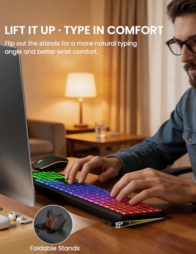 Wireless Keyboard and Mouse Combo with RGB Backlit, Rechargeable - Image 7