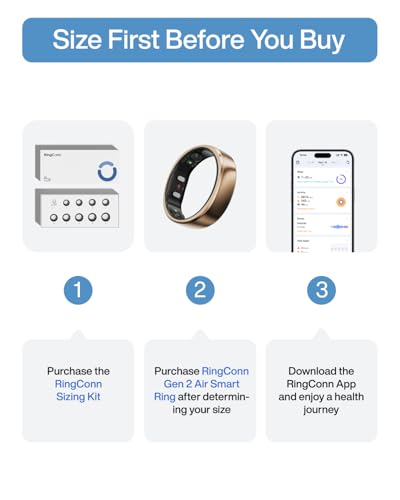RingConn Gen 2 Air Ultra-Thin Smart Ring(Size 9, Dune Gold)