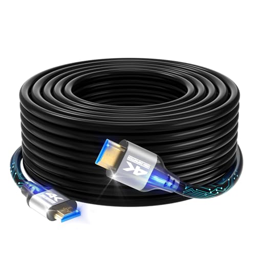 4k HDMI Cable 30 FT,High Speed HDMI 2.0 Cord, Support 4K@60Hz, ARC, HDR, 3D, Ethernet, Compatible with TV, Blu-Ray, PS4/5,Projector, Soundbar, Sky, PC, Laptop