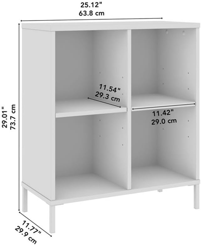 Bush Furniture Essence 4 Cube Organizer in White | Organizers and Shelves for Home Office Workspace, Living Room, Entryway, Bedroom, and Mudroom