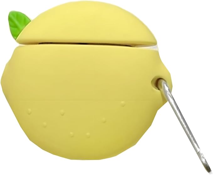 Case Compatible with Airpods 3, Cute Summer Fresh Lemon Design Keychain Case Cover, Portable Earbuds Accessories Soft Silicone Shockproof Wireless Earphone Protector with Hook Yellow