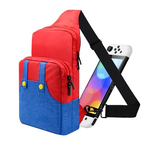 Vadaxx Cute Travel Bag for Nintendo Switch/2/Lite/OLED, Small Sling Portable Waterproof Backpack Carrying Crossbody Shoulder Chest Gaming Bag Case for NS SD Console Dock Joy-Cons Accessories Storage