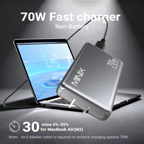 MINIX 70W Flat USB C Wall Charger, Slim Foldable Dua | Charging & Powe - Image 3