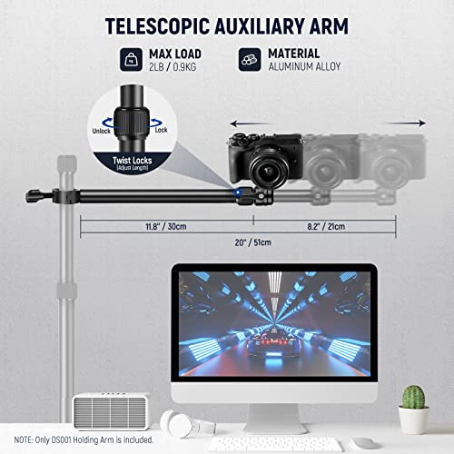 NEEWER DS001 Table Overhead Camera Mount Arm 11.8-20in/30-51 cm Telescopic