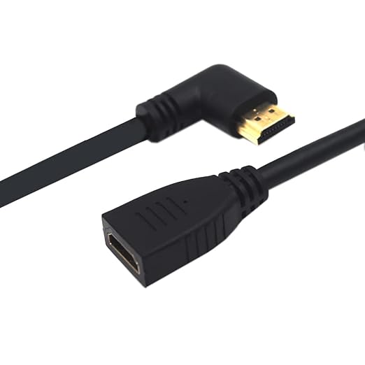 2ft 18Gbps 4K@60Hz HDMI Extension Cable, Right Angle HDMI 2.0 Male to Female Extender Adapter HD High Speed Shield Cord for Xbox HDTV PS4 PS5 Switch