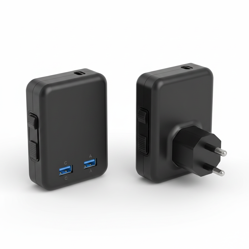 5-Port Nano Travel Power Adapter with USB-C and USB-A for International Travel