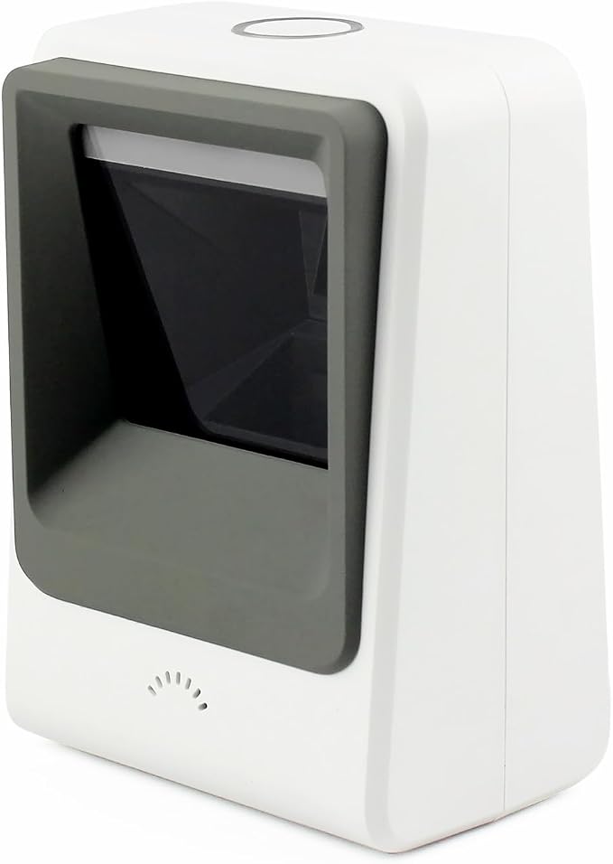 ALACRIX SD51 Handsfree Omnidirectional Desktop Barcode Scanner with USB Cable, 1D 2D QR Image Sensing, Plug and Play Barcode Reader for Warehouse Supermarket Retail Store, White