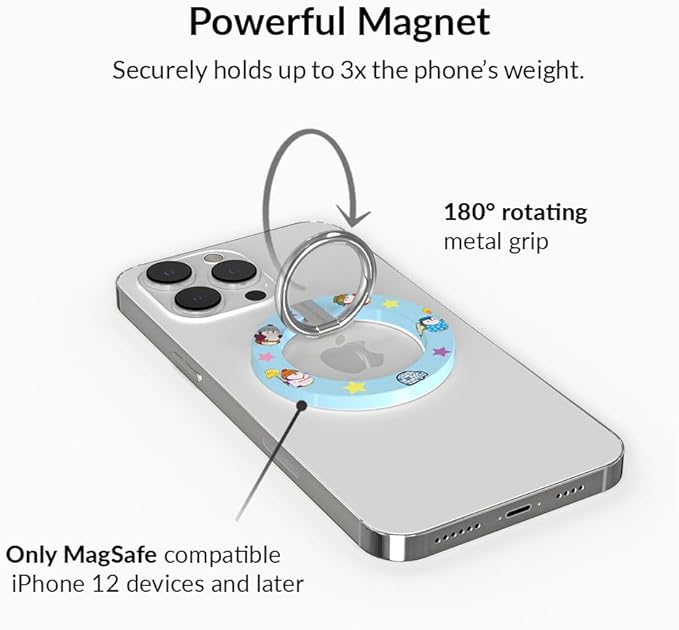 VELVET CAVIAR Compatible with MagSafe Phone Grip - Magnetic Ring Holder with Adjustable Stand - Removable MagSafe Accessories for iPhone 16, 15, 14, 13, 12 (Winter Blue Penguins)