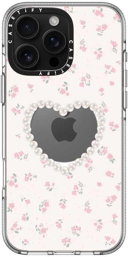 CASETiFY Clear iPhone 16 Pro Max Case [Not Yellowing / 6.6 ft. 3X Military Grade Drop Protection/Magsafe] - Pearly Heart - Clear