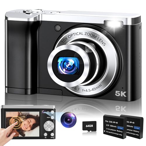 5K Digital Camera 56MP Cameras for Photography Autofocus,10X Optical Zoom