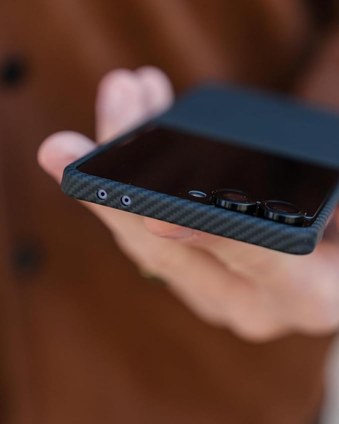 Thinborne Compatible with Samsung Galaxy Z Flip 7 Case, [600D Aramid Fiber] [Magnetic Charging] [Ultra Thin] [Minimalist Style] [Carbon Fiber Textures]