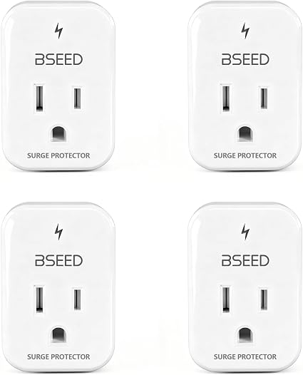 BSEED 1620 Joules Single Outlet Surge Protector, 1800W Mini Surge Protector for Refrigerator, PC, TV, Xbox, PS5, Home Appliances, Voltage Protector with LED Indicator, 120V, 4 Pack