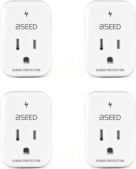 BSEED 1620 Joules Single Outlet Surge Protector, 1800W Mini Surge Protector for Refrigerator, PC, TV, Xbox, PS5, Home Appliances, Voltage Protector with LED Indicator, 120V, 4 Pack