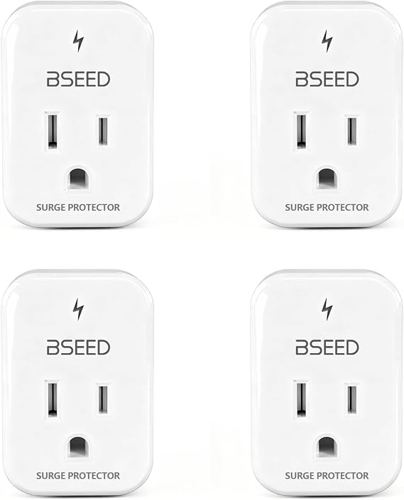 BSEED 1620 Joules Single Outlet Surge Protector, 1800W Mini Surge Protector for Refrigerator, PC, TV, Xbox, PS5, Home Appliances, Voltage Protector with LED Indicator, 120V, 4 Pack