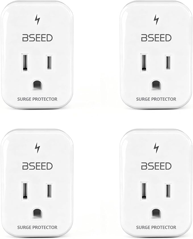 BSEED 1620 Joules Single Outlet Surge Protector, 1800W Mini Surge Protector for Refrigerator, PC, TV, Xbox, PS5, Home Appliances, Voltage Protector with LED Indicator, 120V, 4 Pack