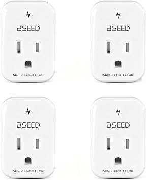 BSEED 1620 Joules Single Outlet Surge Protector, 1800W Mini Surge Protector for Refrigerator, PC, TV, Xbox, PS5, Home Appliances, Voltage Protector with LED Indicator, 120V, 4 Pack