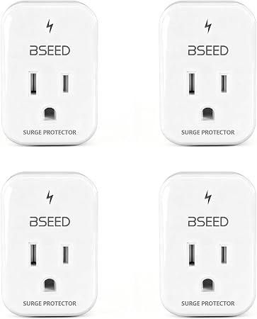 BSEED 1620 Joules Single Outlet Surge Protector, 1800W Mini Surge Protector for Refrigerator, PC, TV, Xbox, PS5, Home Appliances, Voltage Protector with LED Indicator, 120V, 4 Pack