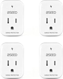 BSEED 1620 Joules Single Outlet Surge Protector, 1800W Mini Surge Protector for Refrigerator, PC, TV, Xbox, PS5, Home Appliances, Voltage Protector with LED Indicator, 120V, 4 Pack - Image 1