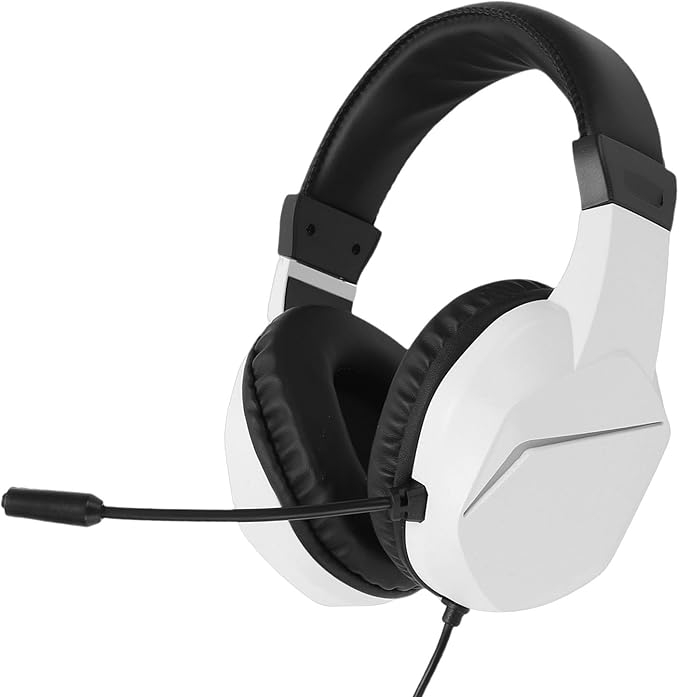 EBTOOLS Wired USB A Headset, Gaming Headphone with 7.1 Surround Sound Noise Cancelling Mic 40mm Drivers Memory Foam Cushion RGB Lighting, for PC Series X S (White)