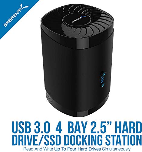 SABRENT USB 3.0 4-Bay 2.5in SATA SSD/HDD Docking Station, Fan (DS-4SSD)